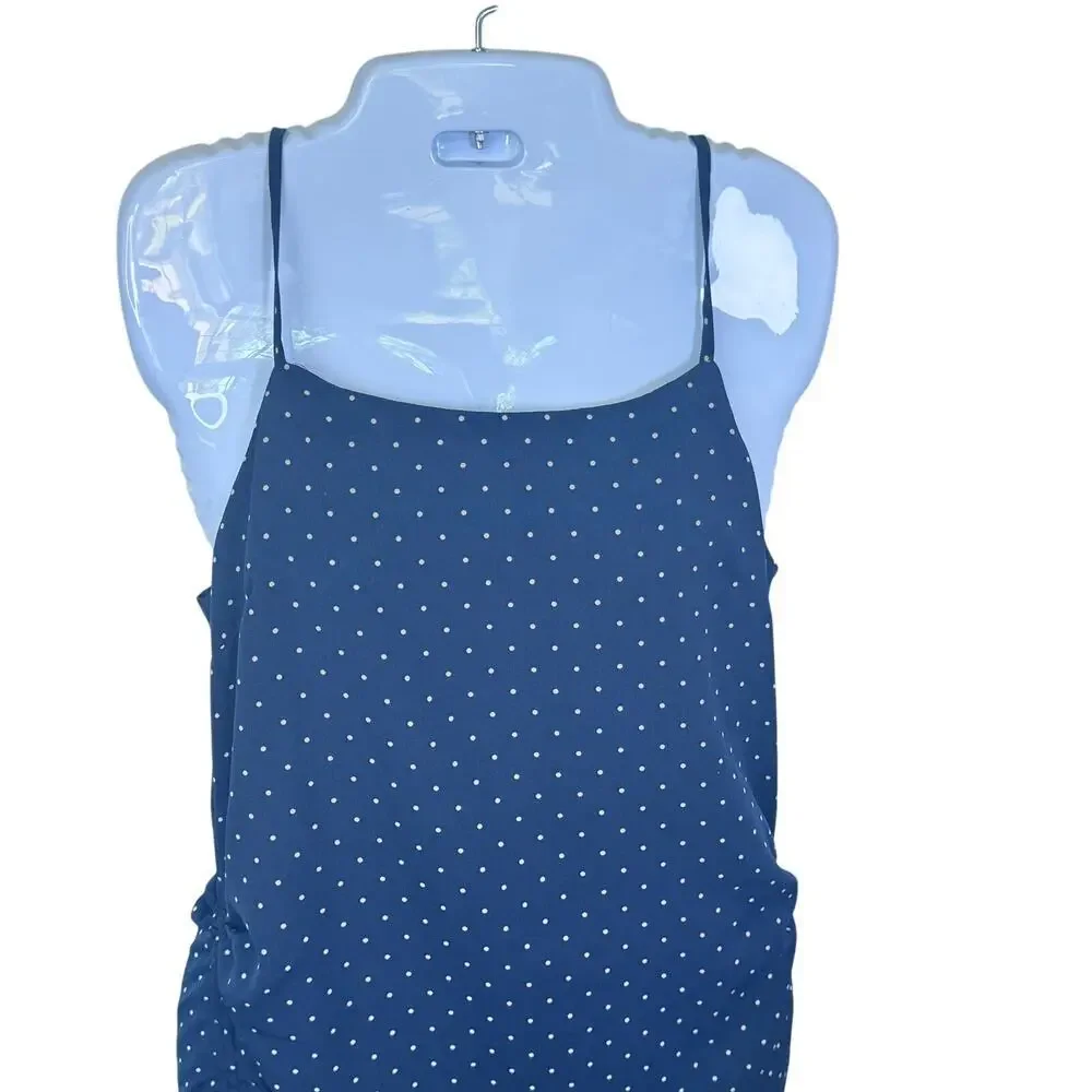 J.O.A. Just One Answer Navy Polkadot Convertible Dress Adjustable Side‎ Ruched S - Picture 4 of 12